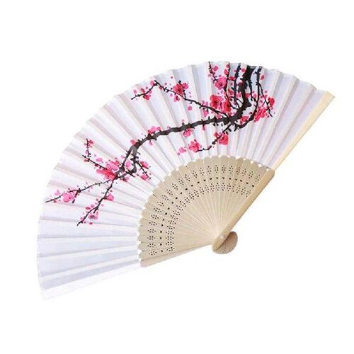 Colorful Chinese Bamboo Folding Hand Fan Flowers Floral
