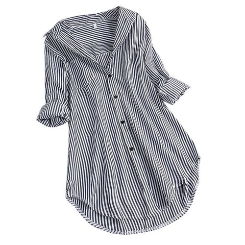 5xl Plus Size Spring Shirts For Women Fashion Stripe Button