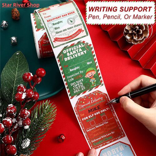 200pcs Merry Christmas Gift Tags Santa Claus Labels Sticker