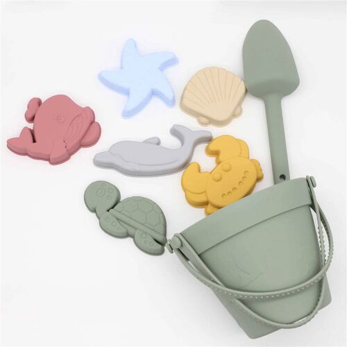 8Pcs Summer Beach Toys Kids Soft Silicone Sandbox Set Beach