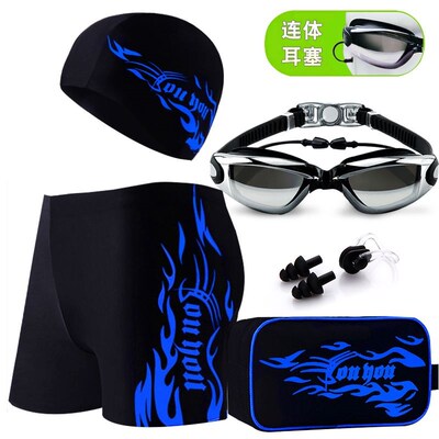 Mens swimming trunks swimming cap suit adult swim goggles