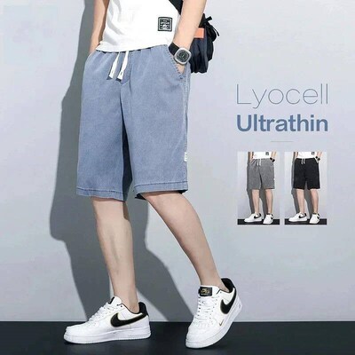 Soft Cosy Lyocell Thin Mens Denim Shorts Summer Clothes