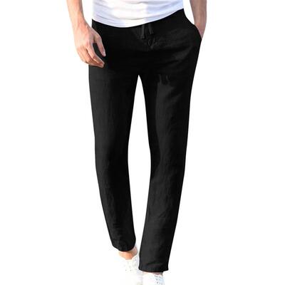 Fashion Summer Linen Pants for Men Ankle Length Sweatpants T