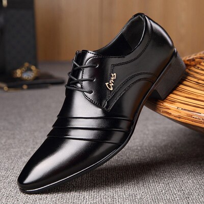 Mens Business Leather Shoes British Casual Pointed Dress Le