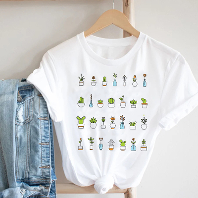 Women Printing Cartoon Plant Spring Summer 90s Mujer Camiset