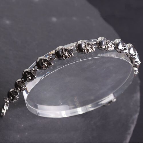 Vintage Stainless Steel Skull Beaded Skull Bracelet for Men