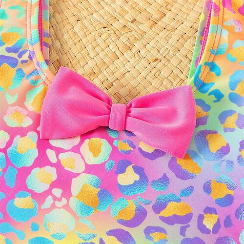 Bright and colorful girls swimwear with bow ruffle one-piece
