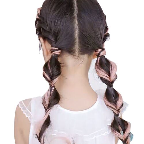 Kids Wig Girls Clipin Dye Long Curly Hair Piece Invisible On