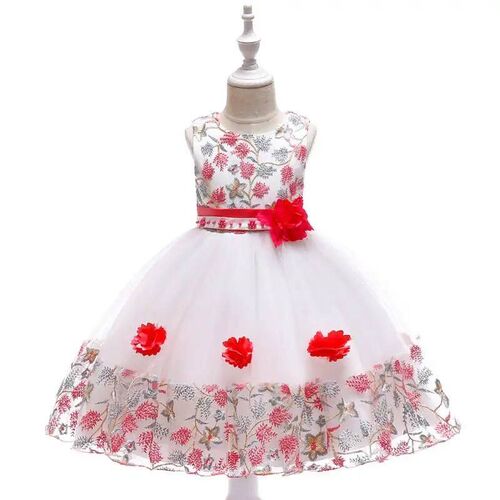 Summer Kids Girl Dress Embroidery Flower Girls Birthday Part
