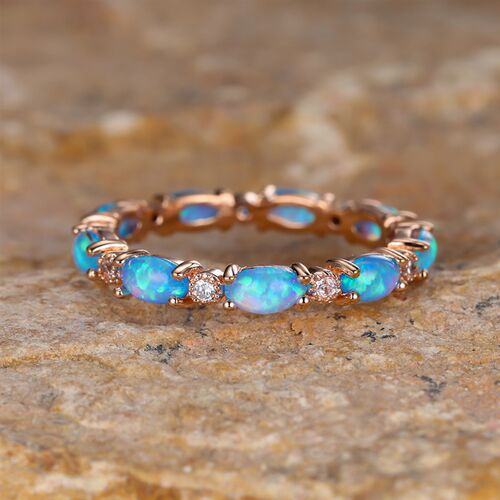 Bride Small Oval Stone Ring White Fire Opal Stacking Rings F