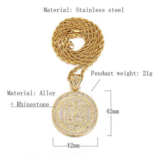 Simple Hip Hop Pendant Round Plate Alloy 69 Full Diamond Pen