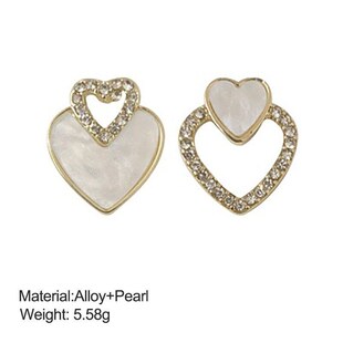 Asymmetric Heart Studs Women Silver Needle Ear Clip Design R