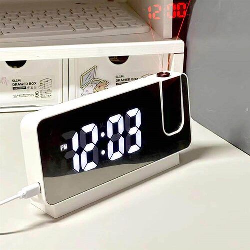 360 Projection Digital Alarm Clock LED Electronic Table Wa