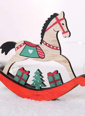 Christmas decorations wooden rocking horse kindergarten toys