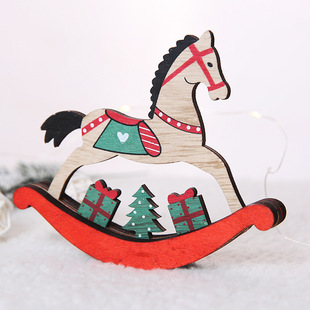 Christmas decorations wooden rocking horse kindergarten toys