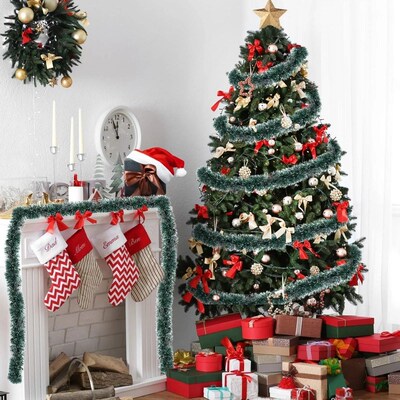 Christmas Tinsel Ribbons Green Cane Ribbon Garland Xmas Tree
