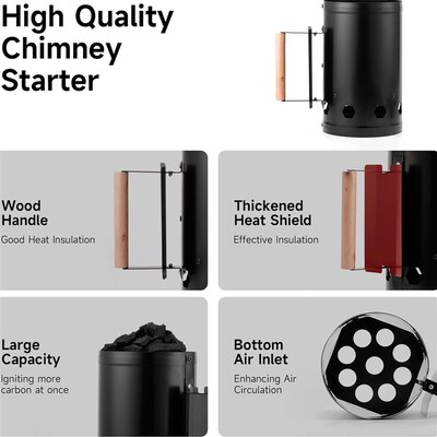 Charcoal Grill Chimney Starter Rapid Fire BBQ Accessory