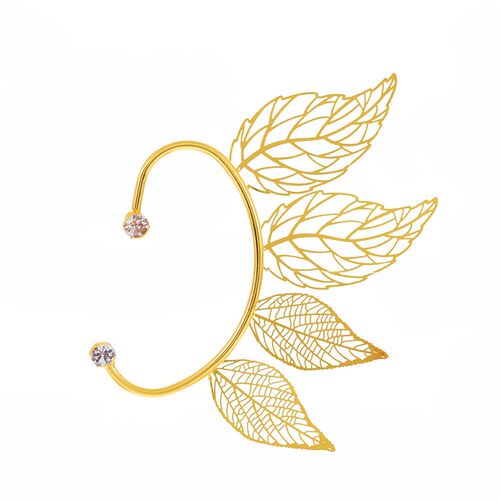 Retro Hollow Leaf Earring Wing Ear Bone Clip for Women No Pi