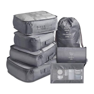 7PCS Compression Packing Cubes Travel Luggage Organizer bag