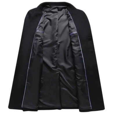 Winter Men Coat Wool Thicken Warm Casual Male Trench Coat Bu