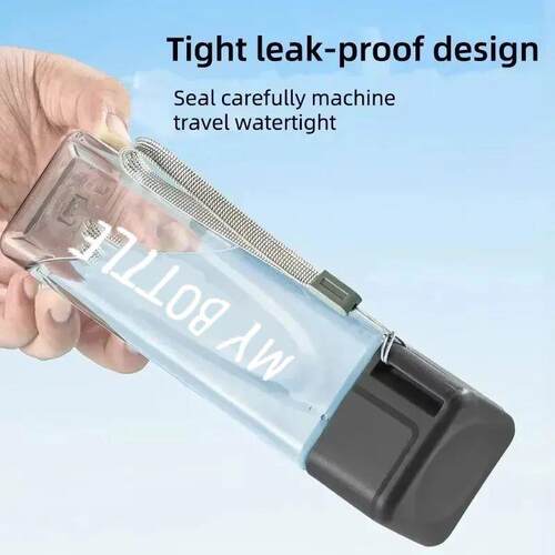 1 Pcs Clear Square Drinking Glass in Mate Plastic Portable W