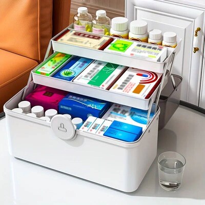 1pc Medicine Chest, Household Portable Multi-layer Box With