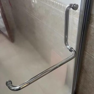 淋浴房拉手浴室卫生间移门推拉门L型30不锈钢玻璃门把手扶手黑.