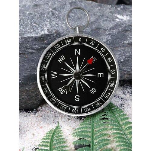 Mini Pocket Compass Silver Outdoor Orientation Navigation