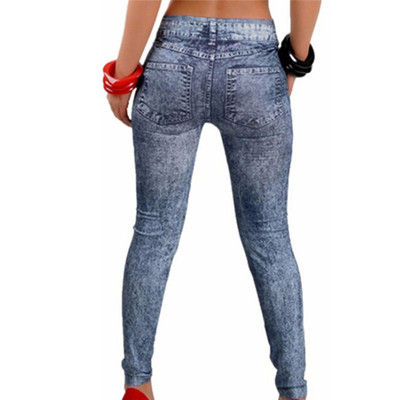 1PCS Women Fitness Blue Black Leggins Women Leggings Denim J