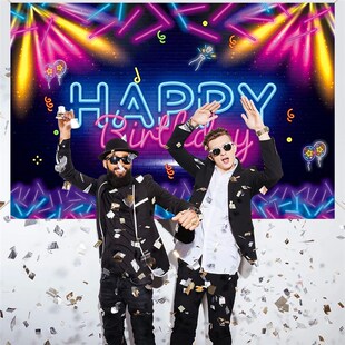 Fluorescence Backdrop Happy Birthday Party Decorations Kids