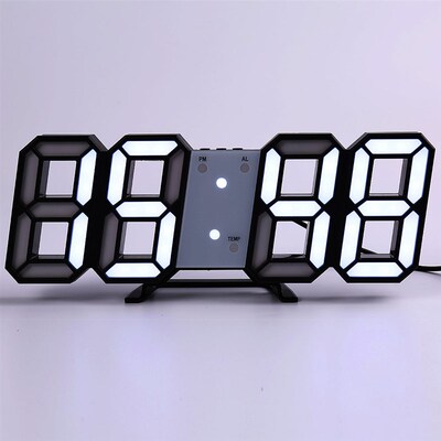 LED Digital Wall Clock Alarm Date Temperature Automatic Back