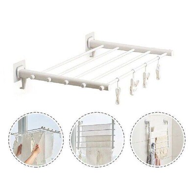 Telescopic Drying Rack Towel Hanger Coat Household Wall