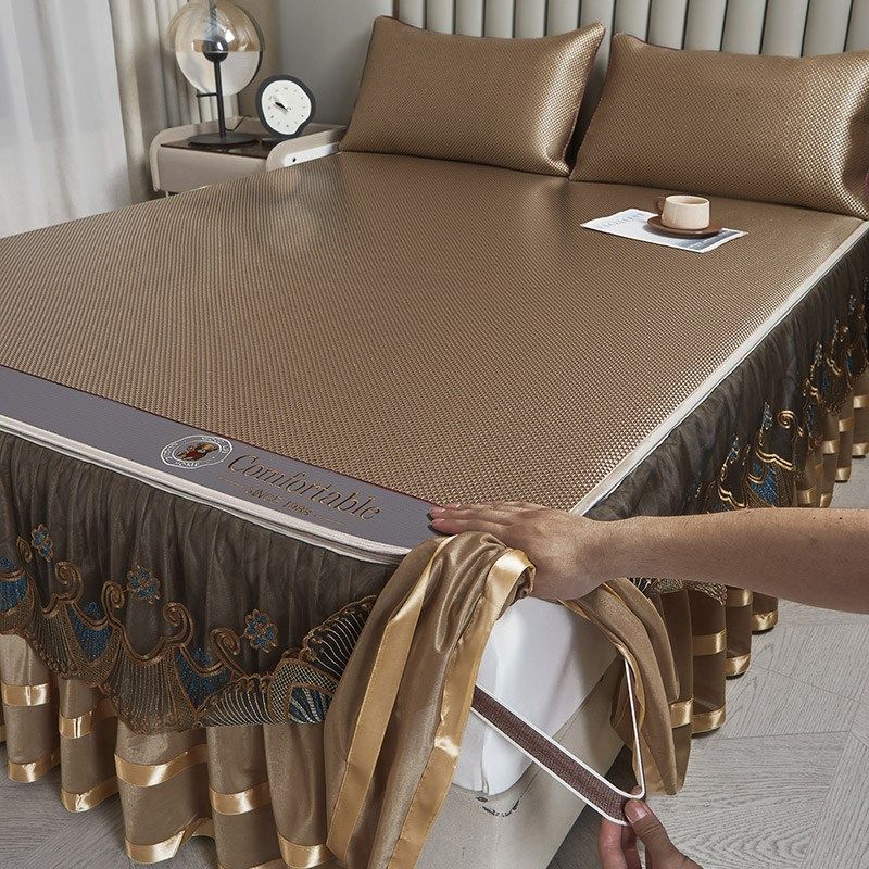 类冰丝凉席三件20新款夏季可拆卸床裙款空调席凉感冰藤席子,床上用品,冰丝席,淘宝优惠券,粉丝福利购,淘宝优惠卷