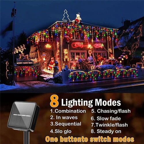3.5M/7.5M Solar Curtain Icicle Light Outdoor Eaves Decor Str