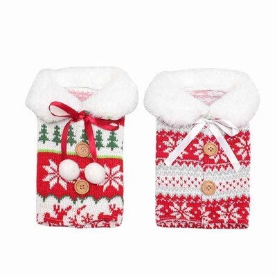 Knitted elk snowflake wine bottle sleeve christmas decoratio