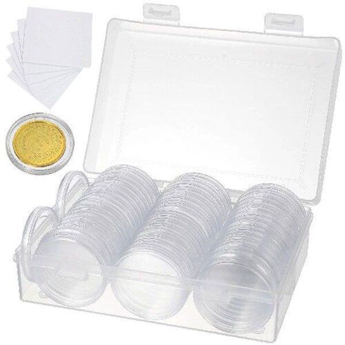 100 Pcs Round Box Storage Coin Cases for Capsules