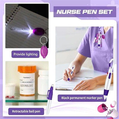 6-in-1 Nurse Ballpoint Pen Set Flashlight Foldable Scissors