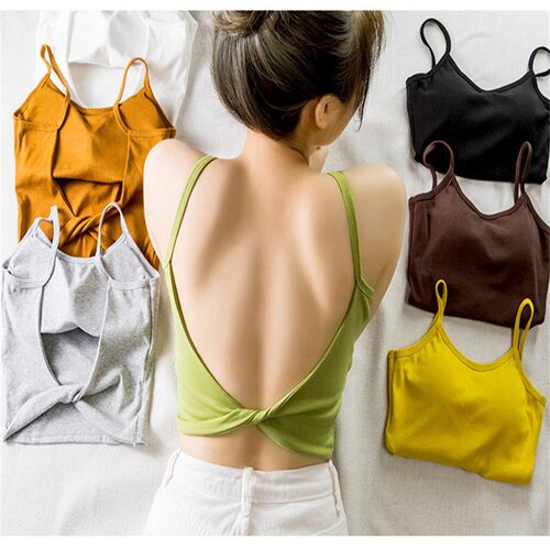 Women Crop Top Backless Bra ops Female Cotton Seamless Under