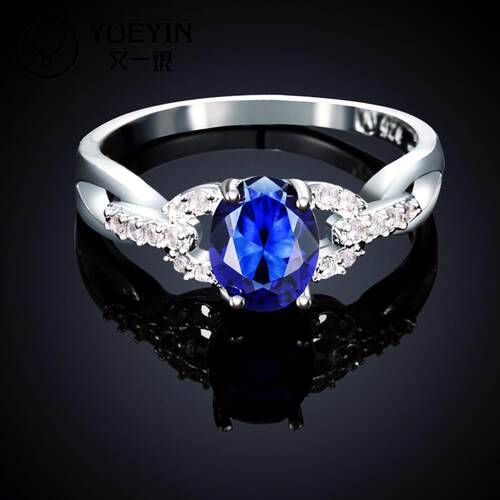 Silver Plated Crystal Ring For Women Wedding Party Bridal