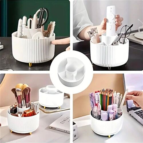 360 Rotating Makeup Organizer - 1pc Plastic Cosmetic Stora