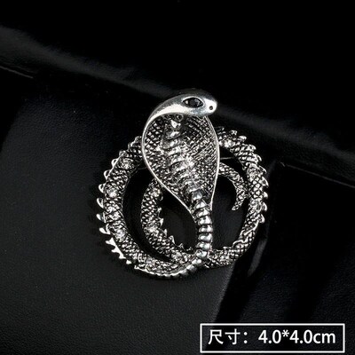 Retro Cobra Brooch Diamond Studded Snake Pin for Men 12 Zodi