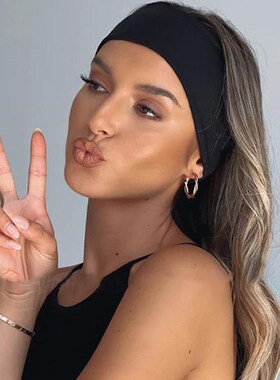 Women Solid Color Elastic Hair Bands Yoga Headband Turban Ma