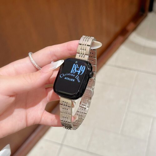适用苹果手表S10表带iWatchS11不锈钢女款小蛮腰Applewatch89金属