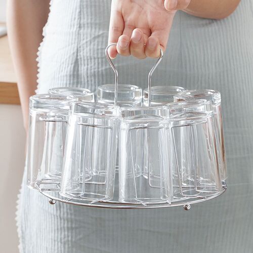 Glass Cup Holder Creative Tray Home Storage Rack for Upsided