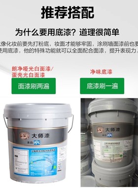 PPG大师漆净味蛋壳光白色乳胶漆家装彩色墙面自刷家用水性涂料