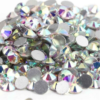 Super Glitter Crystal AB Non Hotfix Rhinestones SS3-SS50 Fla