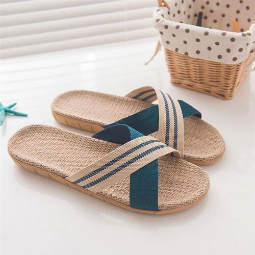 MenS Fashion Anti-Slip Linen Home Indoor Open Toe Flat