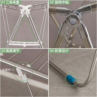亿加亿翼型晾衣架不锈钢落地折叠晒被架室内阳台宝宝尿布置地衣架