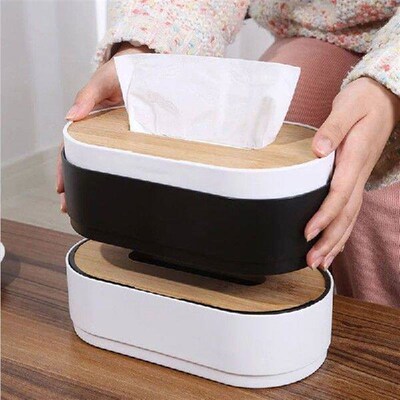 Tissue Box Holder Bamboo Cover Toilet Paper Box Napkin