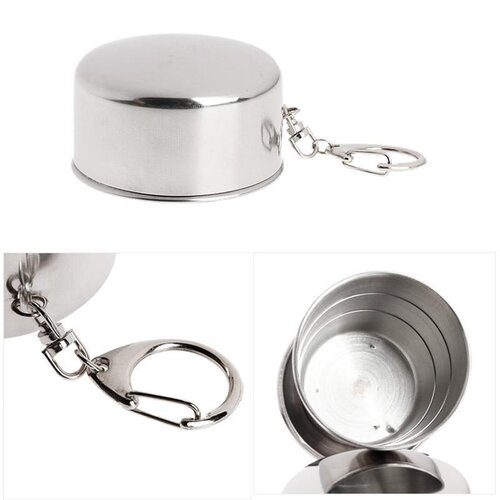 1Pcs Mini 75ml Stainless Steel Folding Cup Outdoor Traveling